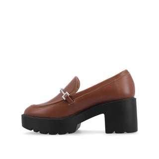 KEZZIAH LOAFER BLOCK HEELS IN FAUX LEATHER