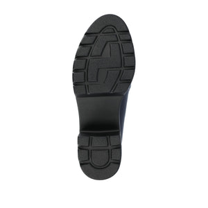 KEZZIAH LOAFER BLOCK HEELS IN VEGAN LEATHER - Navy Nubuck