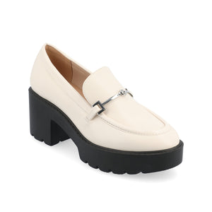 KEZZIAH BLOCK HEEL LOAFERS IN WIDE - Off White