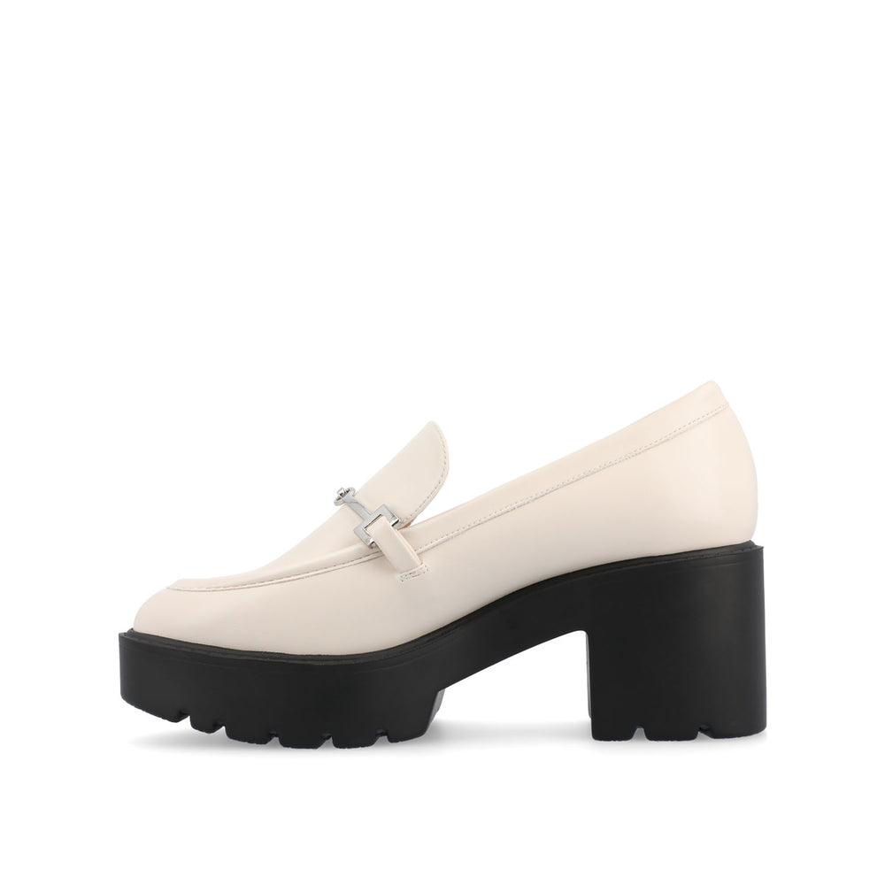 KEZZIAH LOAFER BLOCK HEELS IN FAUX LEATHER