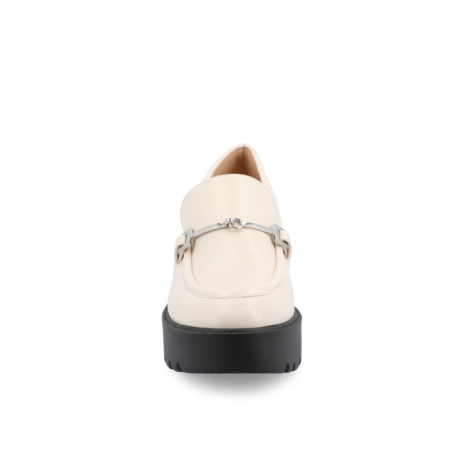 KEZZIAH LOAFER BLOCK HEELS IN VEGAN LEATHER - Off White