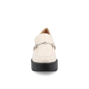 KEZZIAH LOAFER BLOCK HEELS IN VEGAN LEATHER - Off White