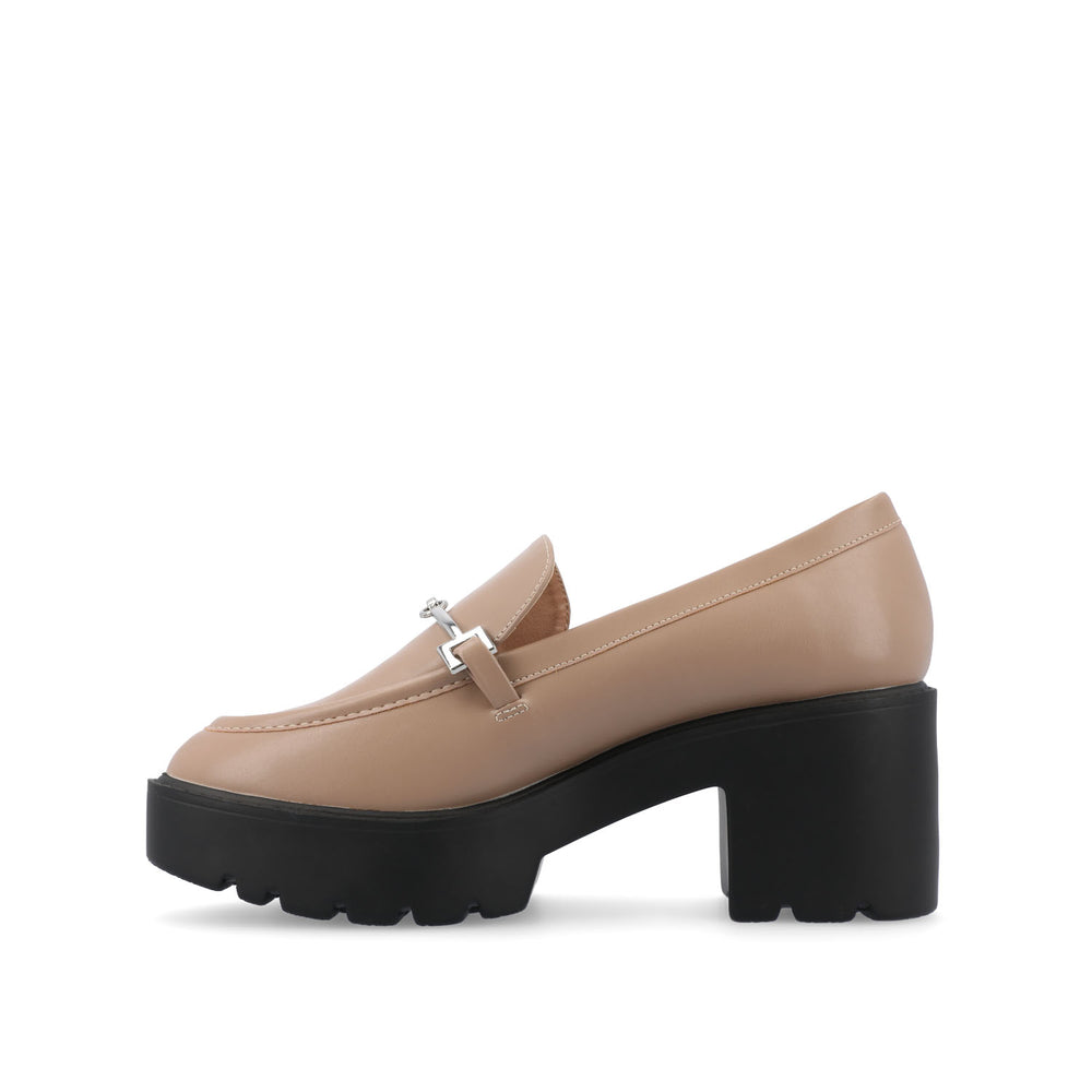 KEZZIAH LOAFER BLOCK HEELS IN FAUX LEATHER