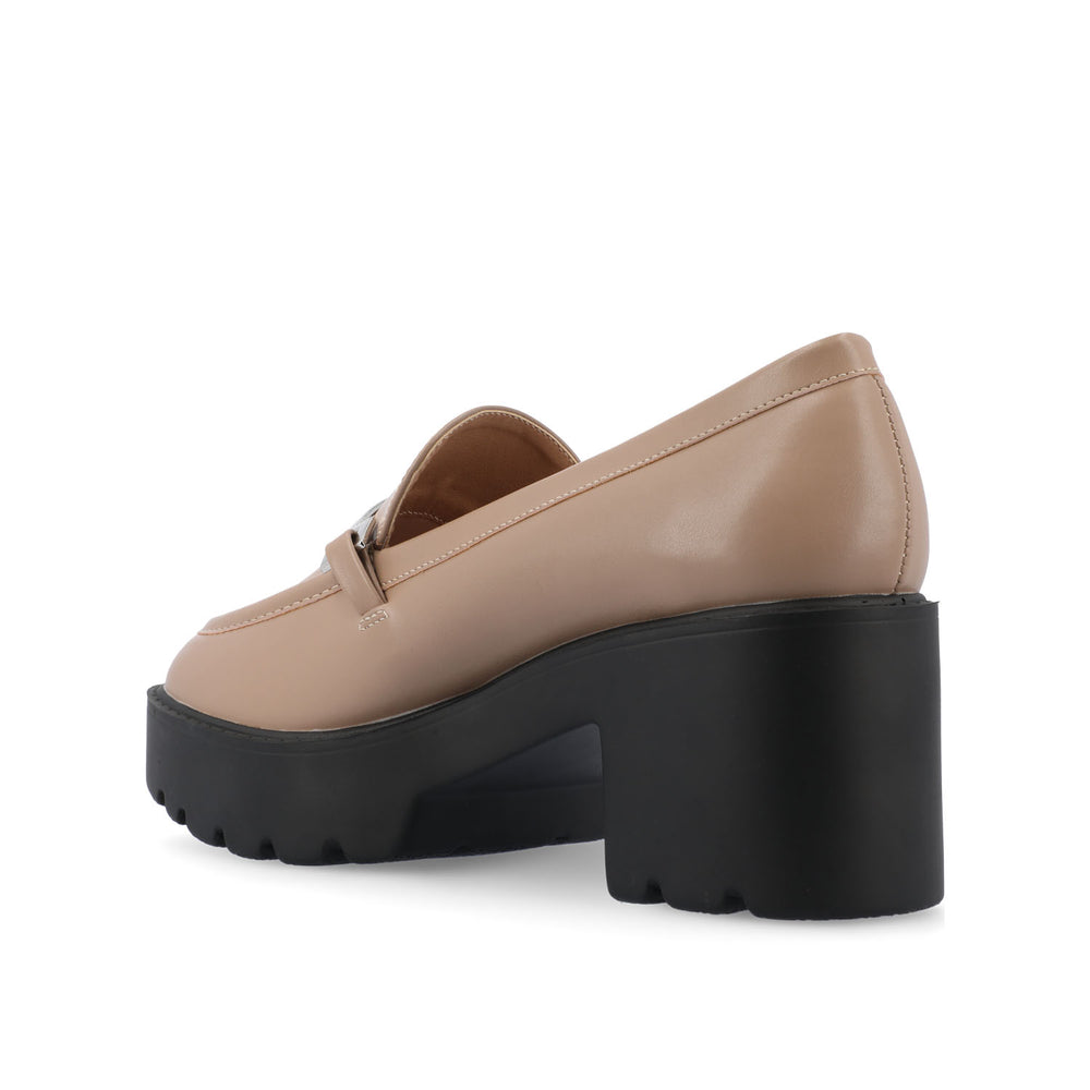 KEZZIAH LOAFER BLOCK HEELS IN FAUX LEATHER