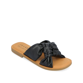 KIANNA SLIDE SANDALS IN FAUX LEATHER