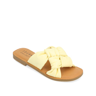 KIANNA SLIDE SANDALS IN FAUX LEATHER