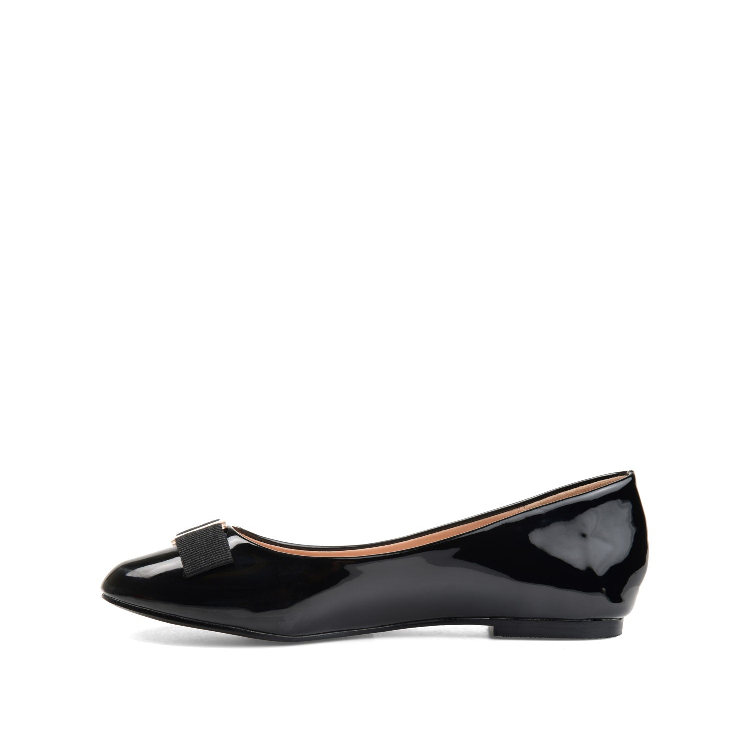 KIM ROUND TOE BALLET FLATS IN PATENT - Black