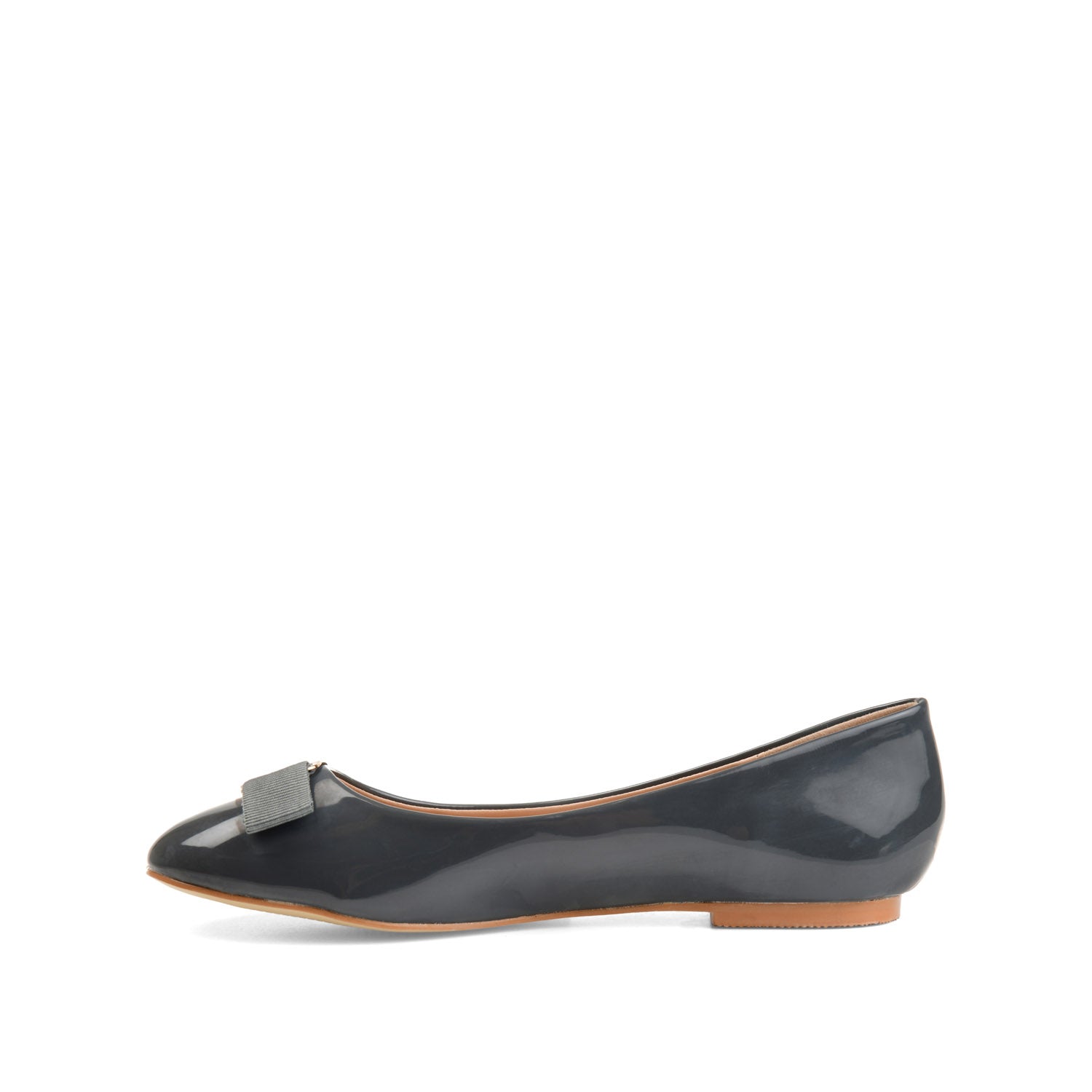 KIM ROUND TOE BALLET FLATS IN PATENT - Grey