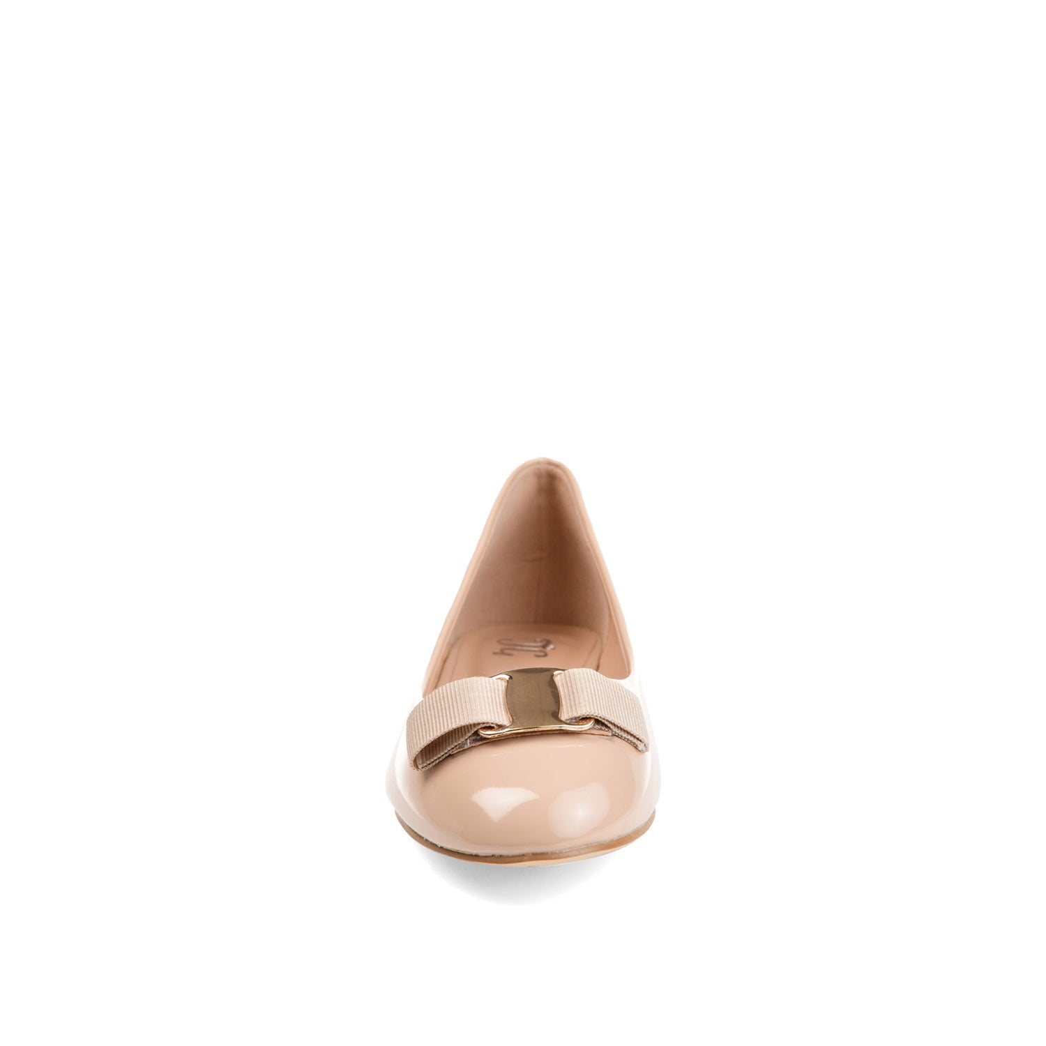 KIM ROUND TOE BALLET FLATS IN PATENT - Nude