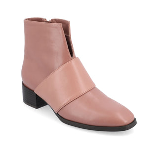 KYLER BLOCK HEELED BOOTIES IN FAUX LEATHER