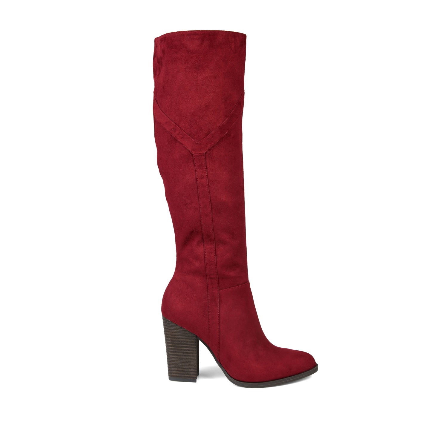 KYLLIE KNEE-HIGH BOOTS IN WIDE CALF - Burgundy Faux Suede