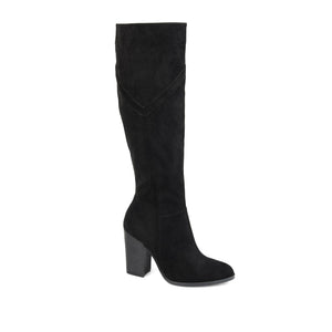 KYLLIE KNEE-HIGH BOOTS IN WIDE CALF - Black Faux Suede