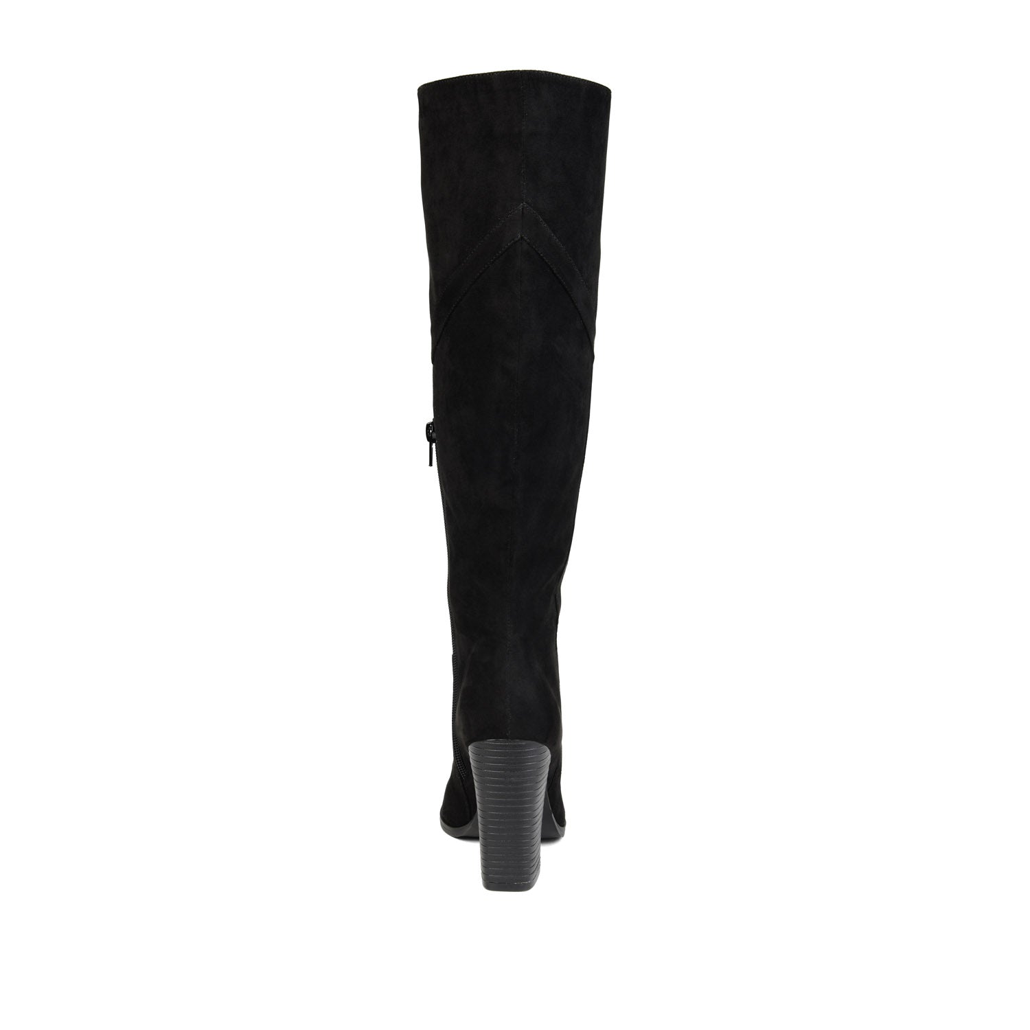 KYLLIE KNEE HIGH BOOTS IN FAUX SUEDE - Black Faux Suede