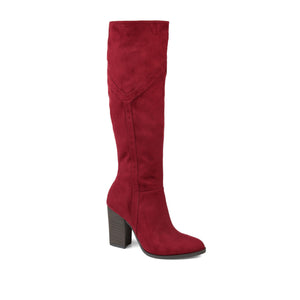 KYLLIE KNEE-HIGH BOOTS IN WIDE CALF - Burgundy Faux Suede