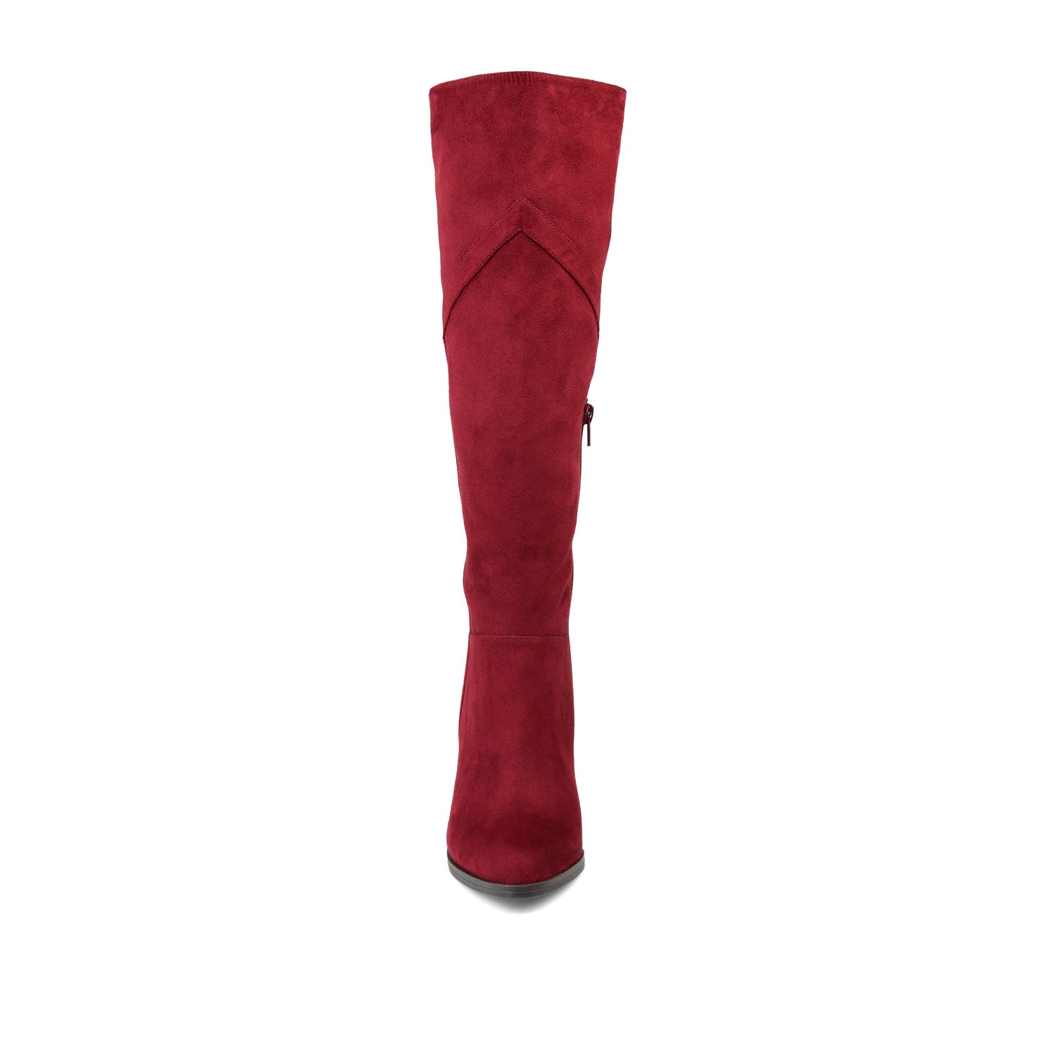 KYLLIE KNEE-HIGH BOOTS IN WIDE CALF - Burgundy Faux Suede