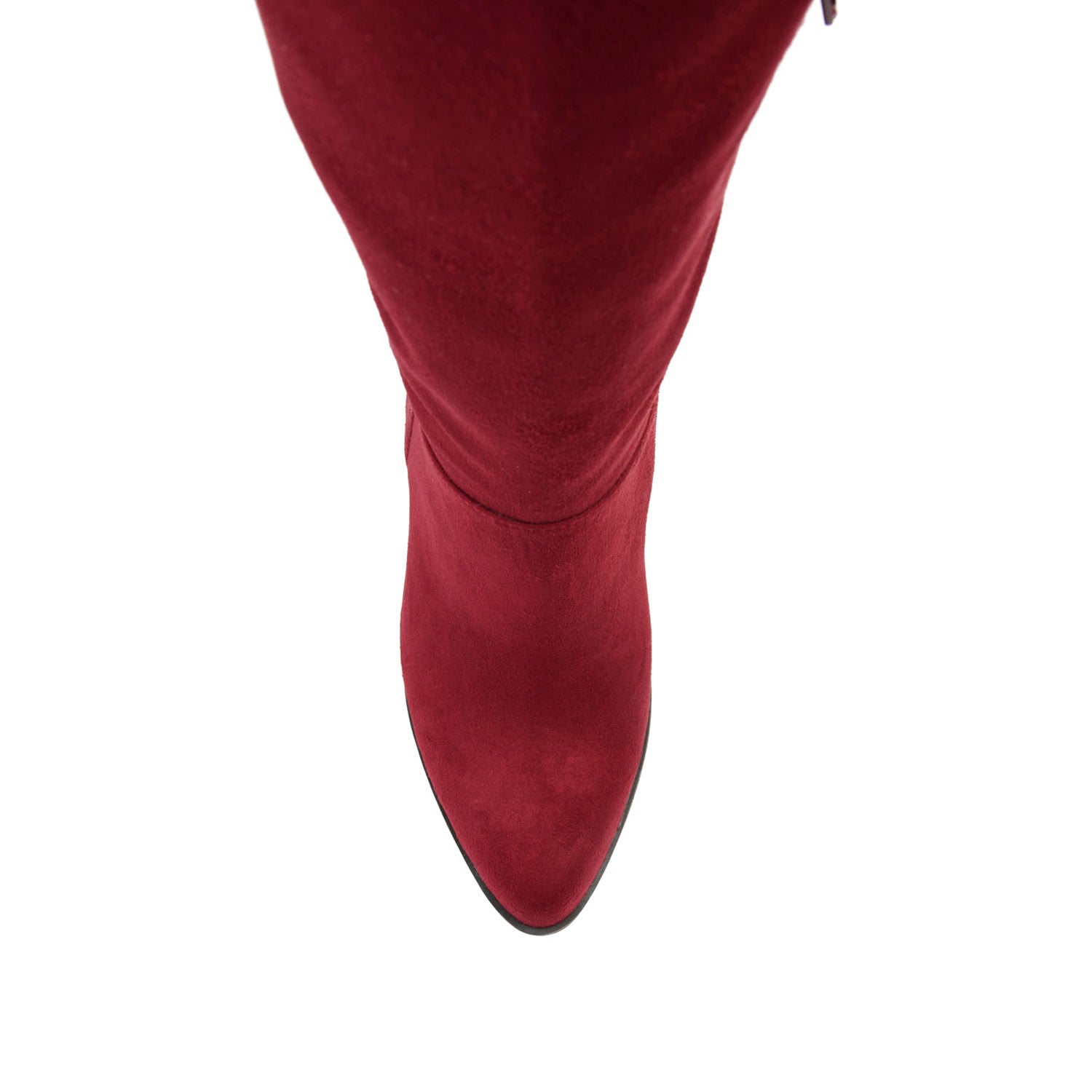 KYLLIE KNEE HIGH BOOTS IN FAUX SUEDE - Burgundy Faux Suede