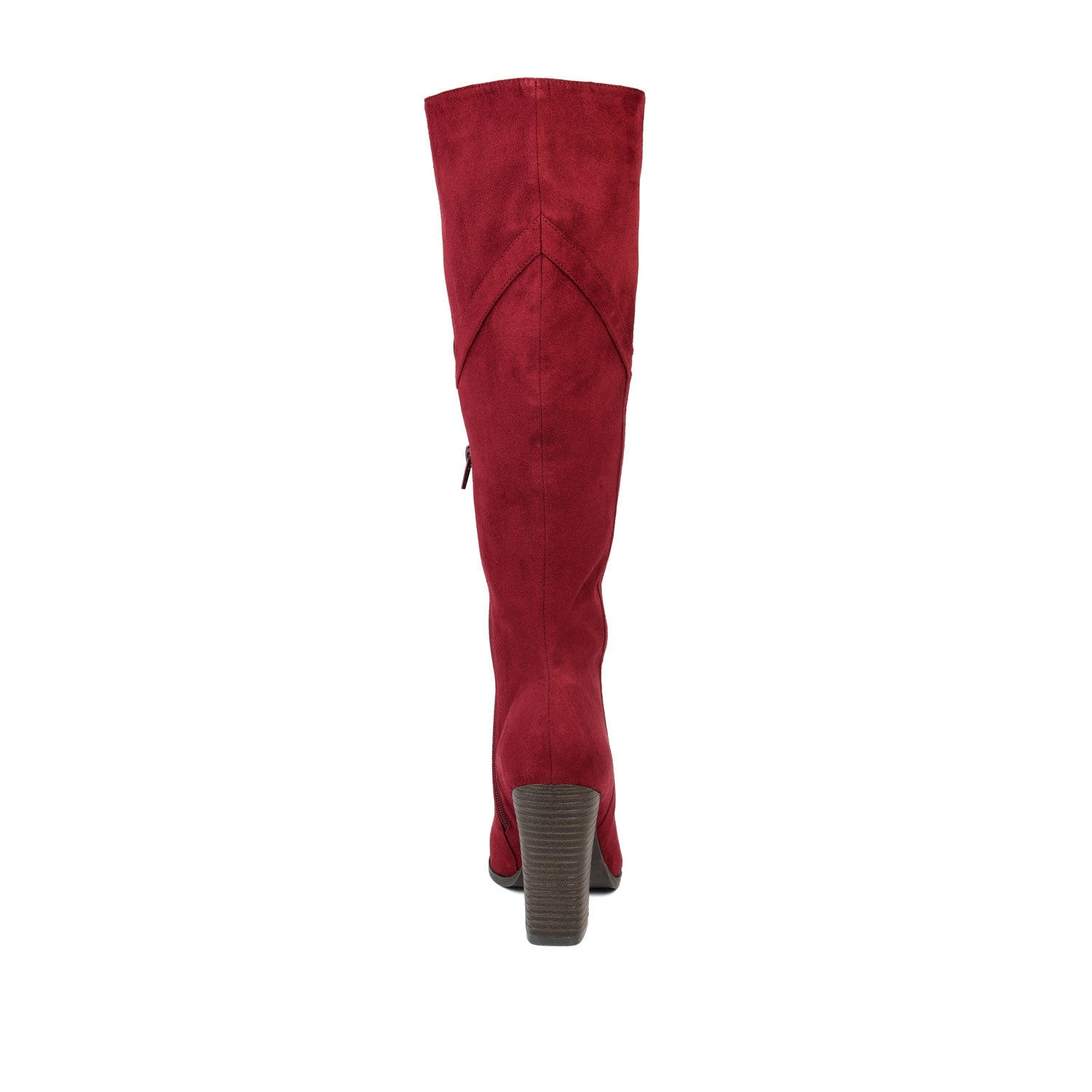 KYLLIE KNEE-HIGH BOOTS IN WIDE CALF - Burgundy Faux Suede