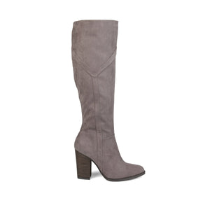 KYLLIE KNEE-HIGH BOOTS IN X-WIDE CALF - Grey Faux Suede