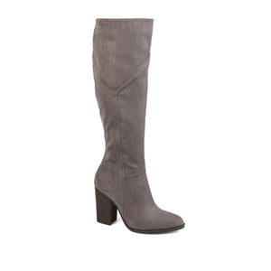 KYLLIE KNEE-HIGH BOOTS IN WIDE CALF - Grey Faux Suede