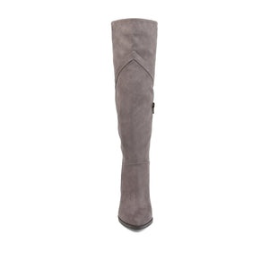 KYLLIE KNEE HIGH BOOTS IN FAUX SUEDE - Grey Faux Suede
