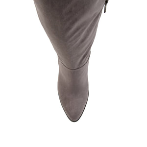 KYLLIE KNEE HIGH BOOTS IN FAUX SUEDE - Grey Faux Suede