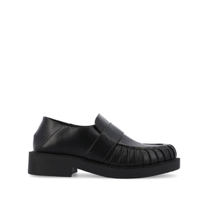 LAKENN RUCHED LOAFER FLAT IN VEGAN LEATHER - Black