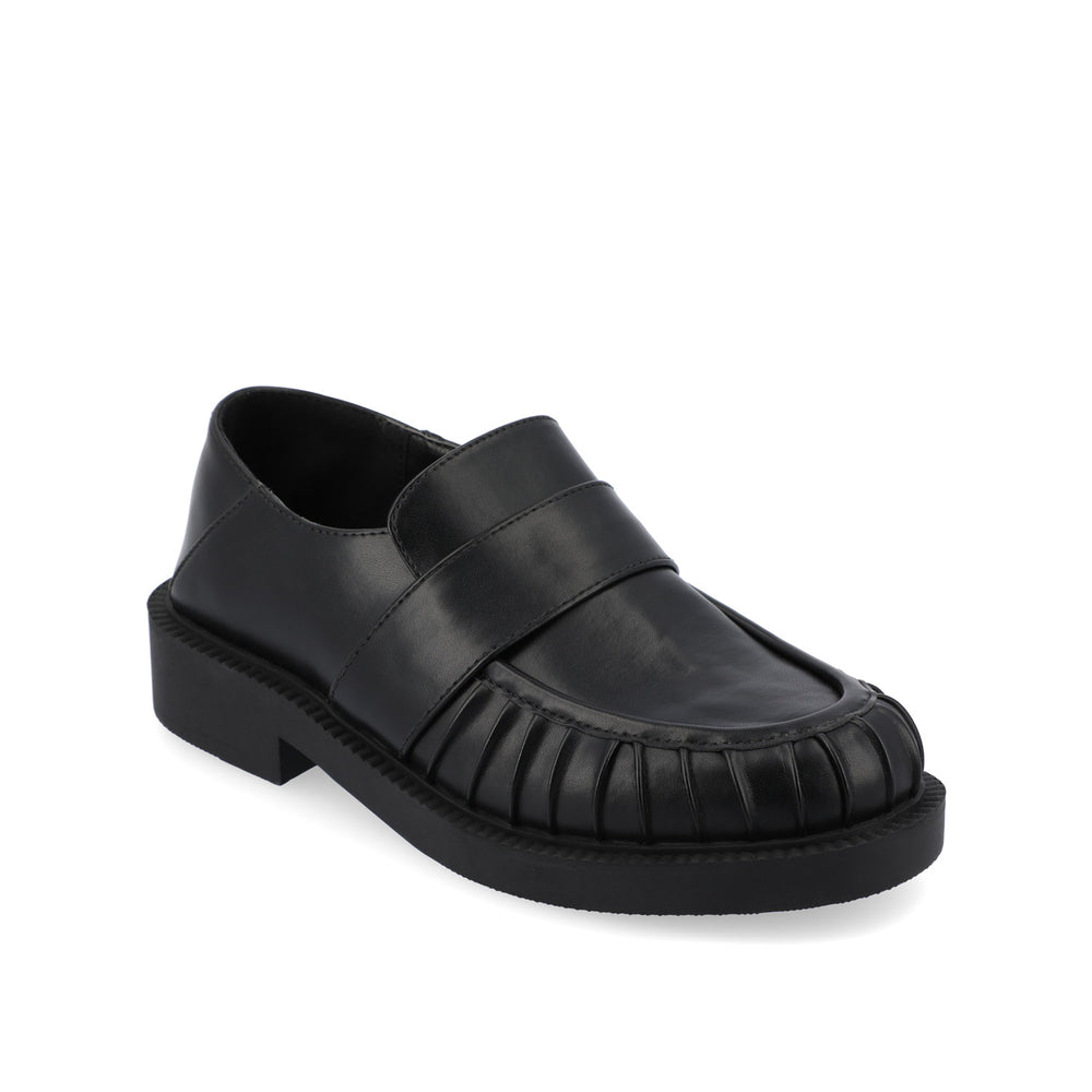 LAKENN RUCHED LOAFER FLAT IN FAUX LEATHER