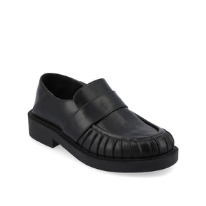 LAKENN RUCHED LOAFER FLAT IN VEGAN LEATHER - Black