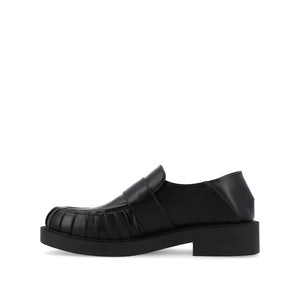 LAKENN RUCHED LOAFER FLAT IN VEGAN LEATHER - Black