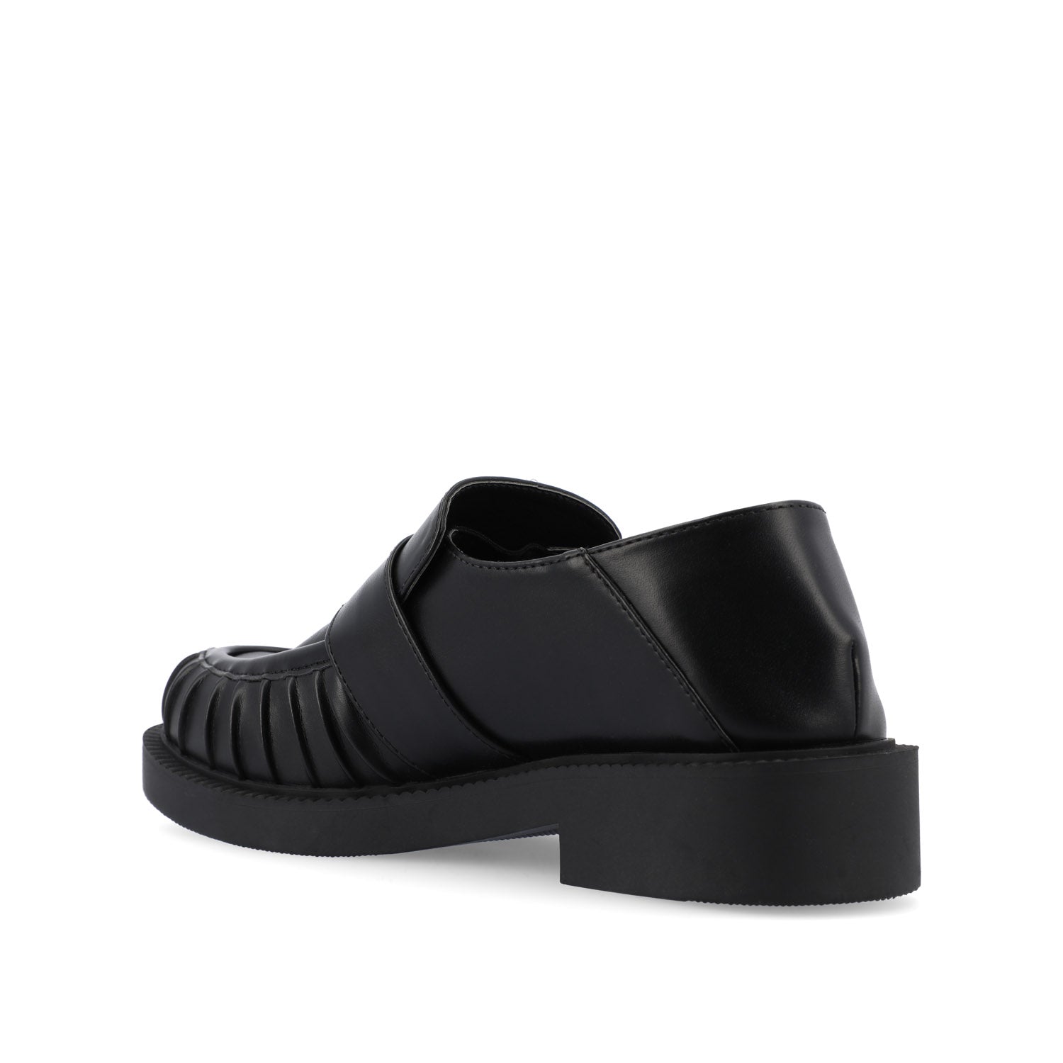LAKENN RUCHED LOAFER FLAT IN VEGAN LEATHER - Black