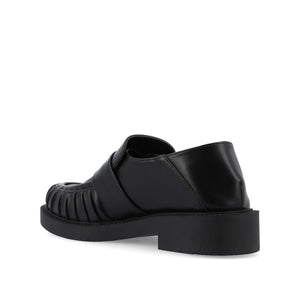 LAKENN RUCHED LOAFER FLAT IN VEGAN LEATHER - Black
