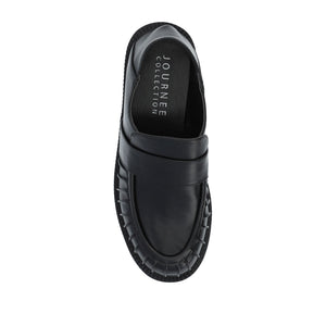 LAKENN RUCHED LOAFER FLAT IN VEGAN LEATHER - Black