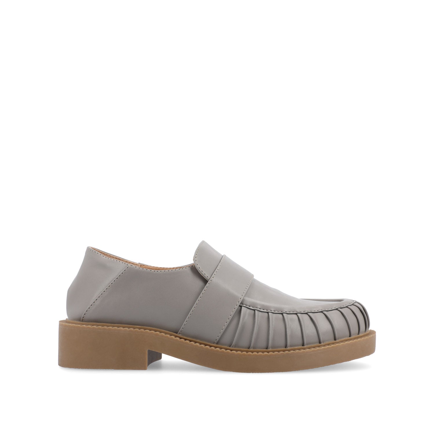 LAKENN RUCHED LOAFER FLAT IN VEGAN LEATHER - Grey