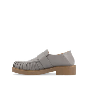 LAKENN RUCHED LOAFER FLAT IN VEGAN LEATHER - Grey