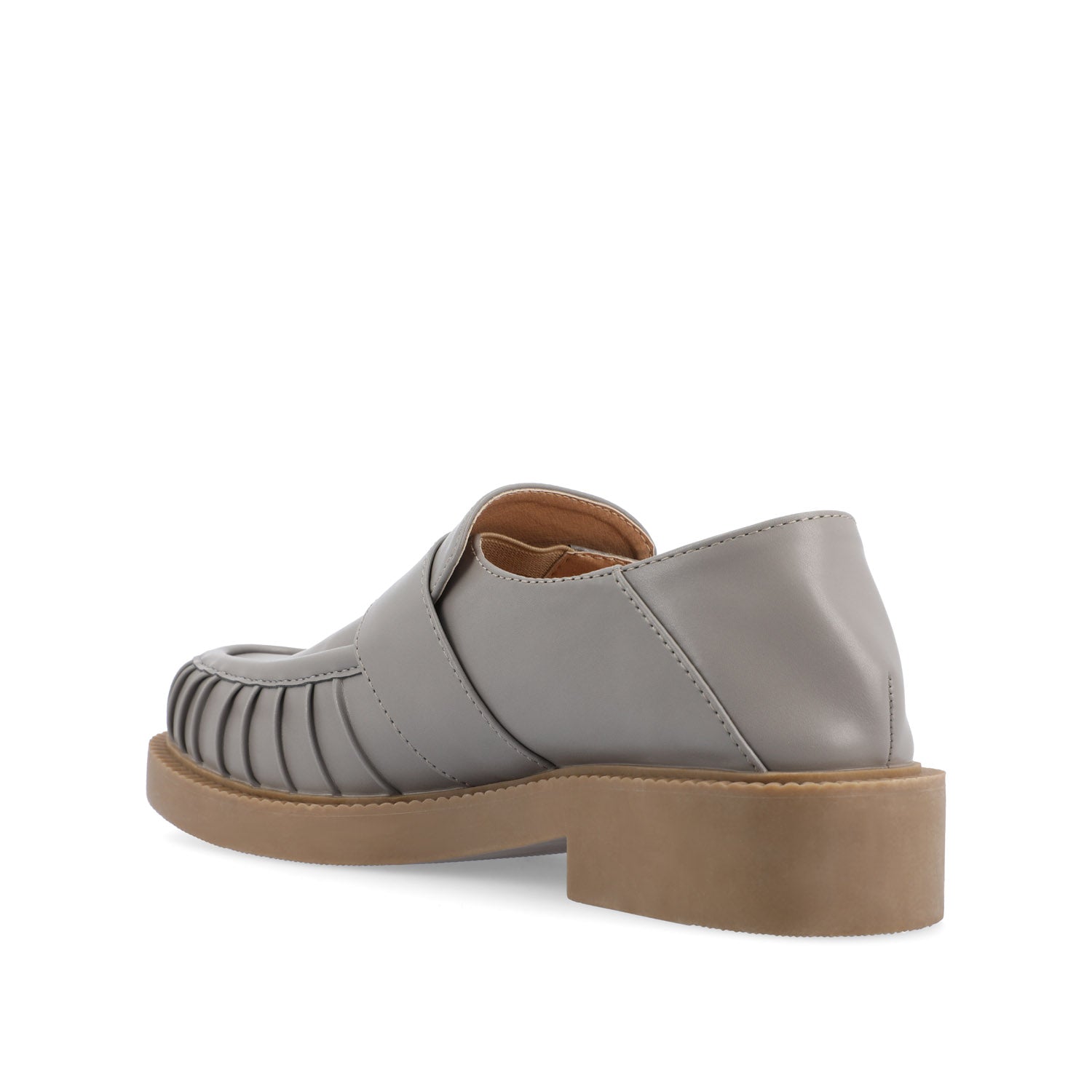 LAKENN RUCHED LOAFER FLAT IN VEGAN LEATHER - Grey