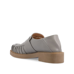 LAKENN RUCHED LOAFER FLAT IN VEGAN LEATHER - Grey