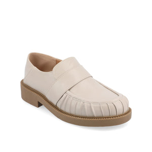 LAKENN RUCHED LOAFER FLAT IN VEGAN LEATHER - Stone