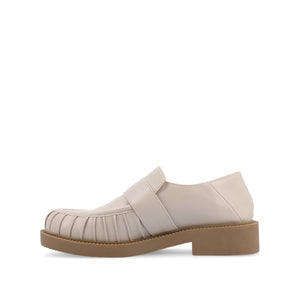 LAKENN RUCHED LOAFER FLAT IN VEGAN LEATHER - Stone