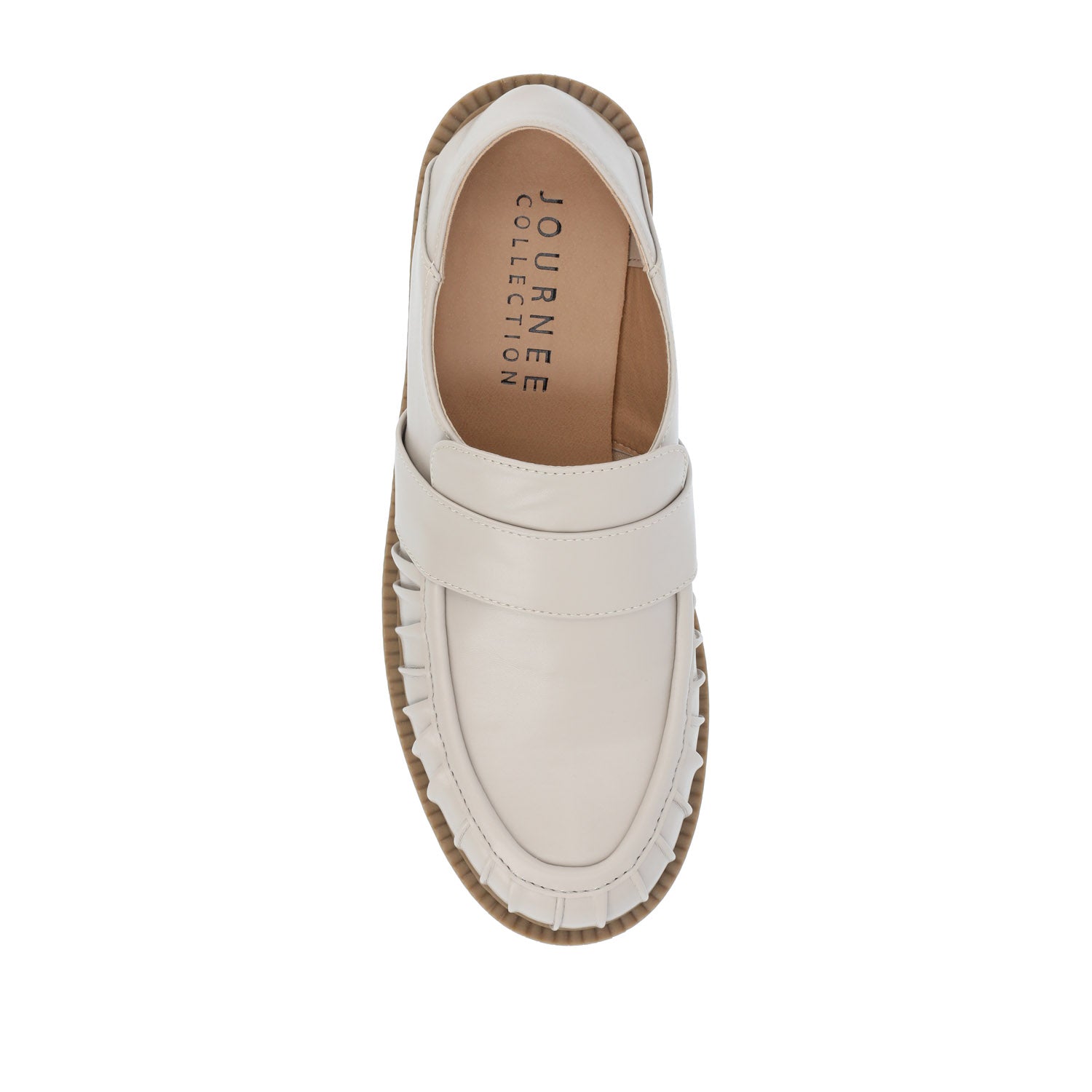 LAKENN RUCHED LOAFER FLAT IN VEGAN LEATHER - Stone