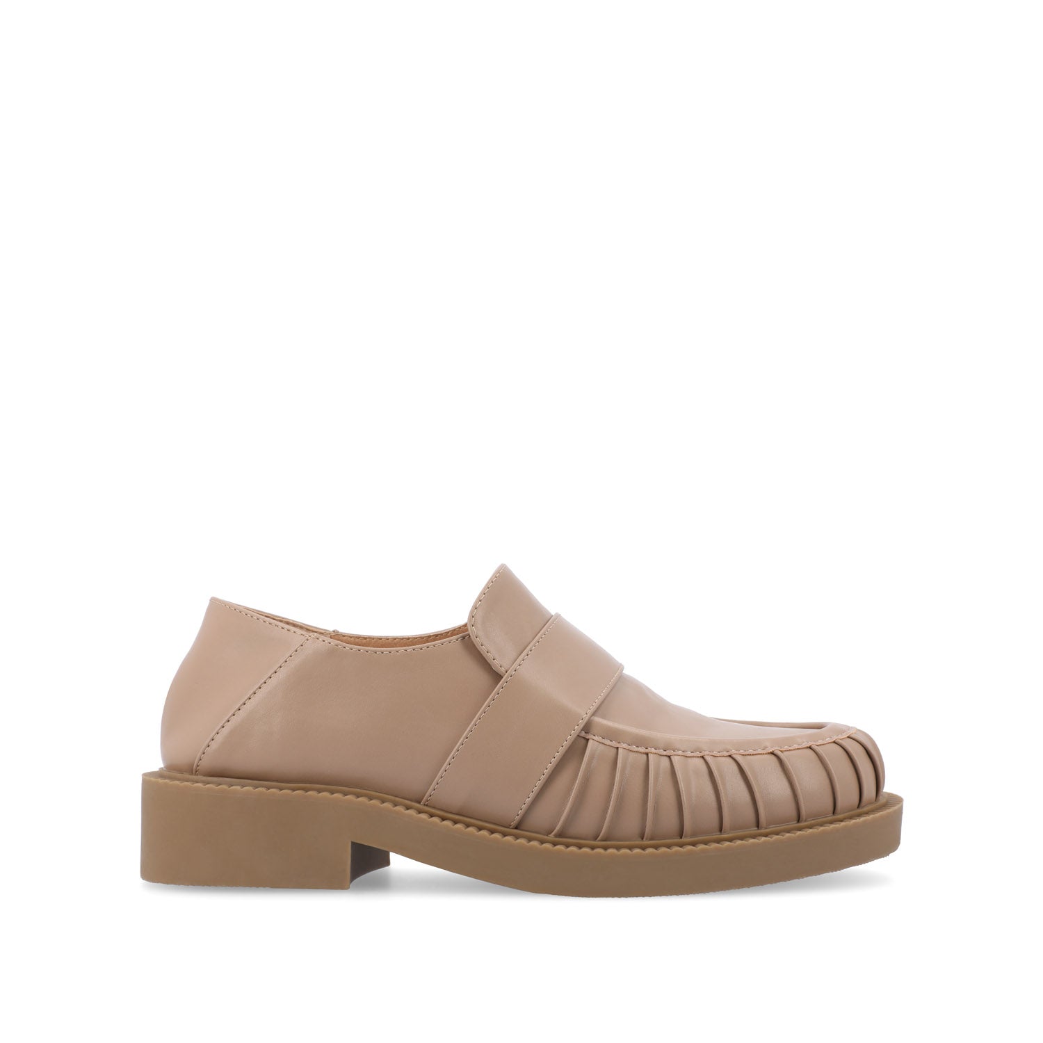 LAKENN RUCHED LOAFER FLAT IN VEGAN LEATHER - Taupe