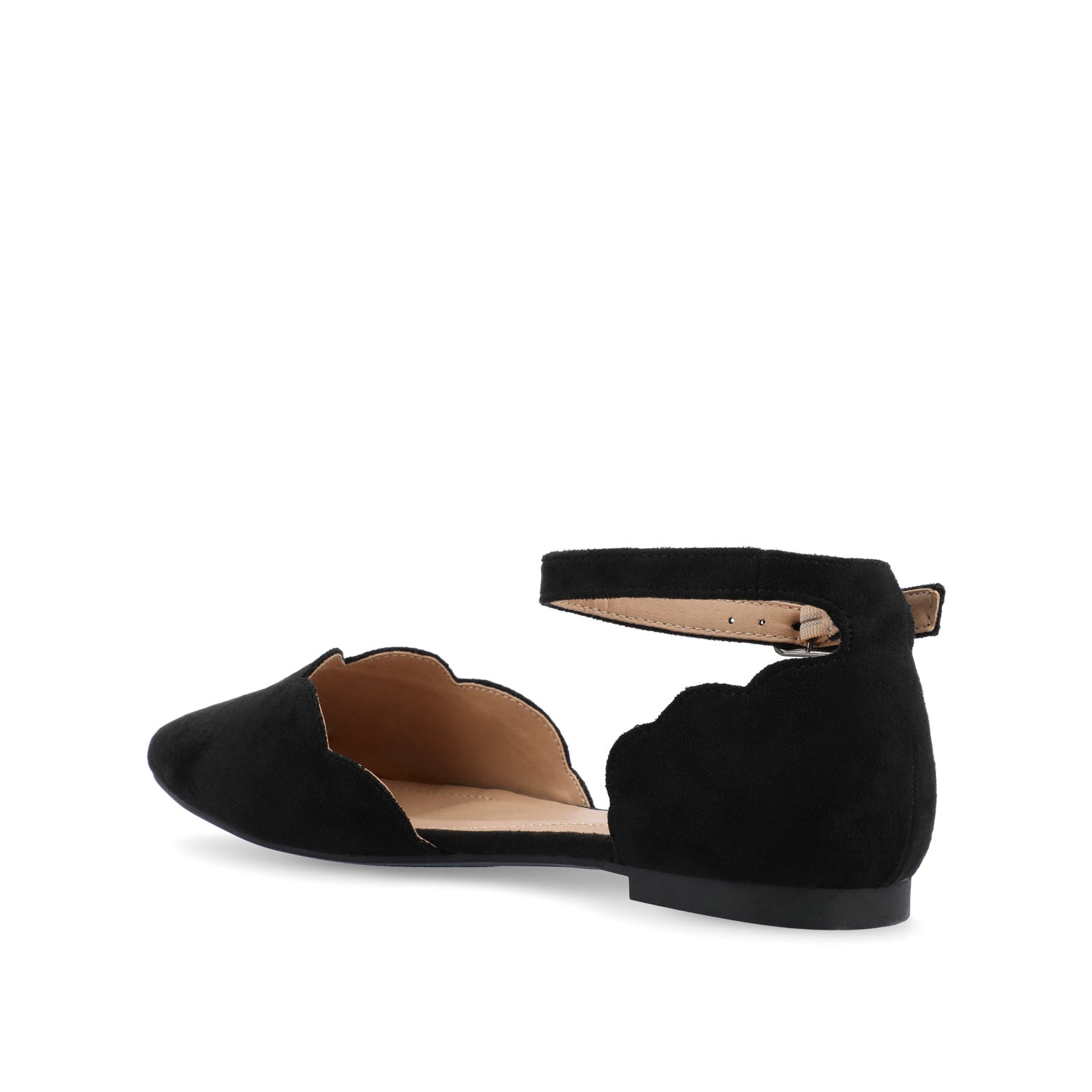 LANA SCALLOPED D'ORSAY FLAT IN FAUX SUEDE - Black