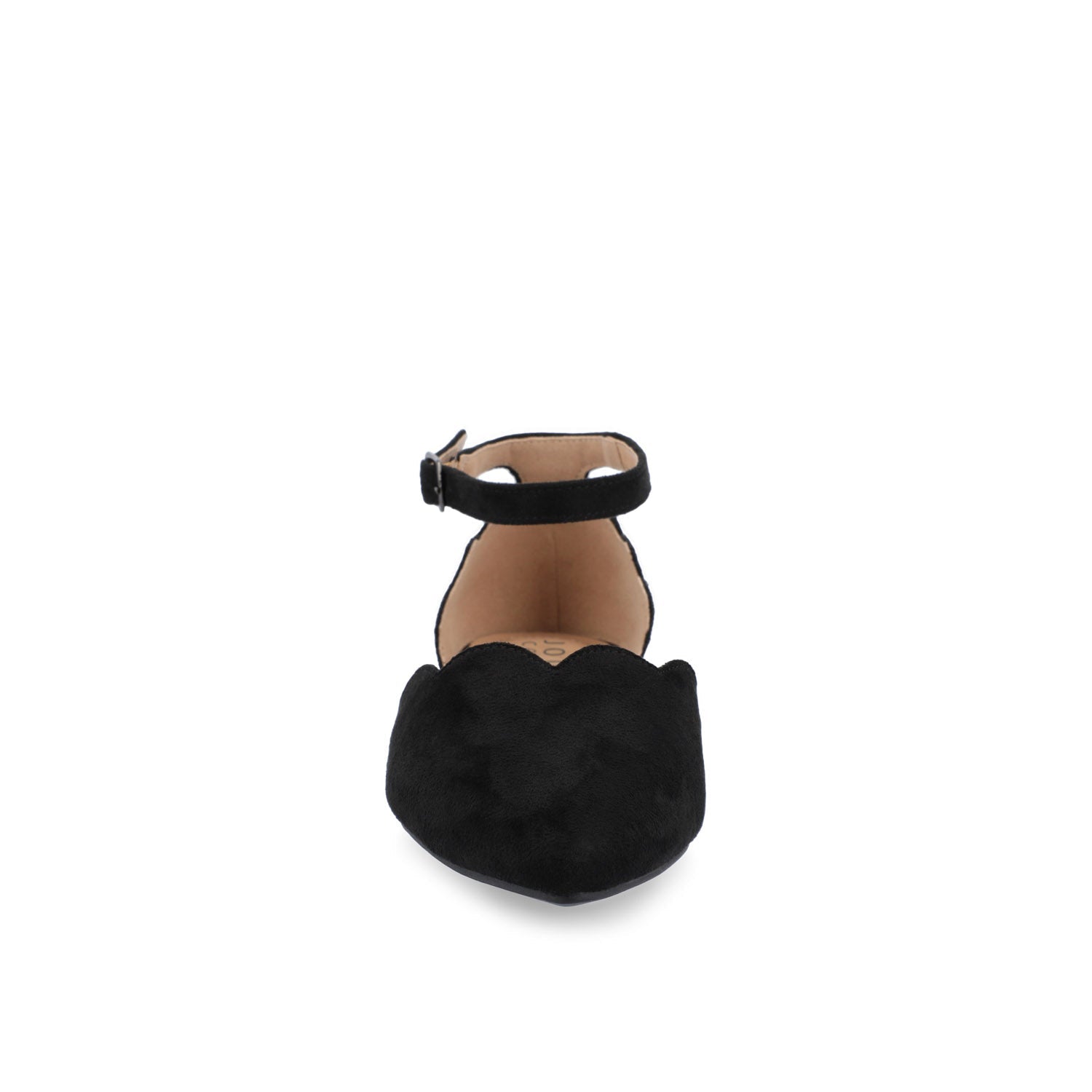 LANA SCALLOPED D'ORSAY FLAT IN FAUX SUEDE - Black