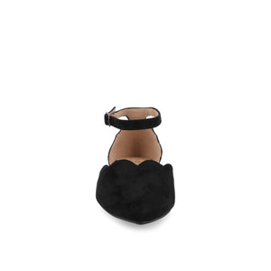 LANA SCALLOPED D'ORSAY FLAT IN FAUX SUEDE - Black
