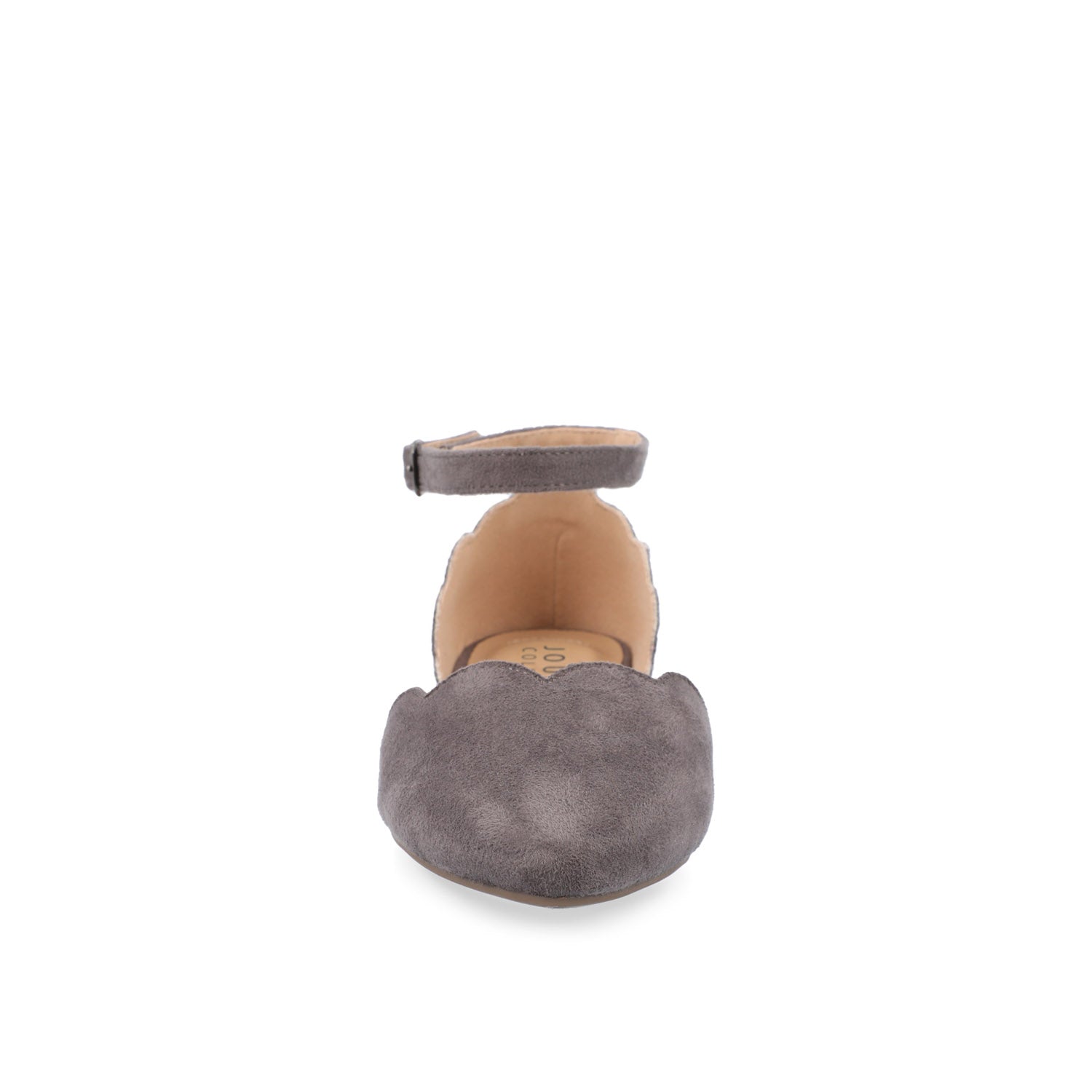 LANA SCALLOPED D'ORSAY FLAT IN FAUX SUEDE - Grey