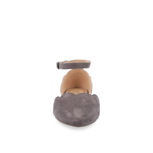 LANA SCALLOPED D'ORSAY FLAT IN FAUX SUEDE - Grey