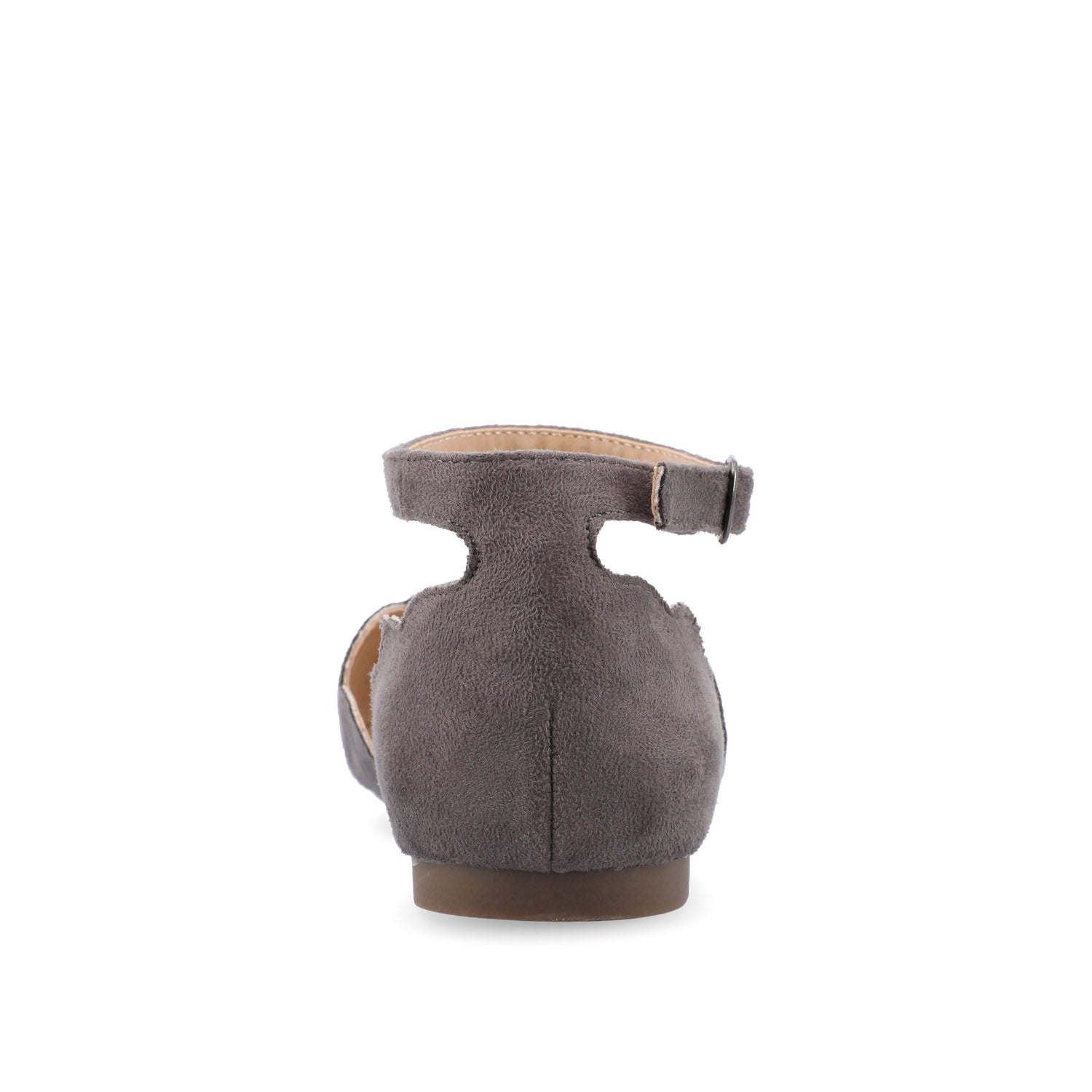 LANA SCALLOPED D'ORSAY FLAT IN FAUX SUEDE - Grey