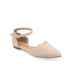 LANA SCALLOPED D'ORSAY FLAT IN FAUX SUEDE - Nude
