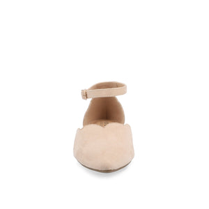 LANA SCALLOPED D'ORSAY FLAT IN FAUX SUEDE - Nude
