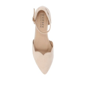 LANA SCALLOPED D'ORSAY FLAT IN FAUX SUEDE - Nude