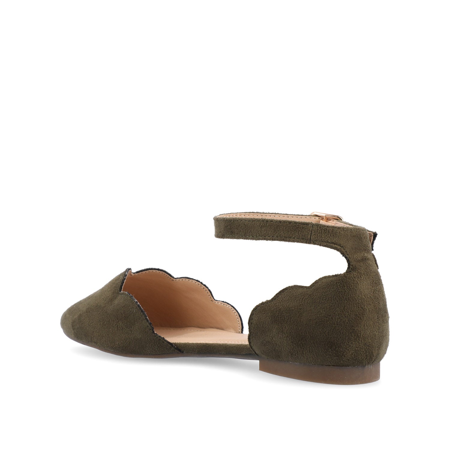 LANA SCALLOPED D'ORSAY FLAT IN FAUX SUEDE - Olive